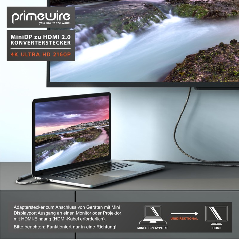 CSL - 4K DisplayPort to HDMI Adapter, Unidirectional DP Source