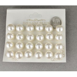 12 Pair Cream Faux Pearl Earrings Big Bead Ball Stud Post Earrings Set Pack for Women