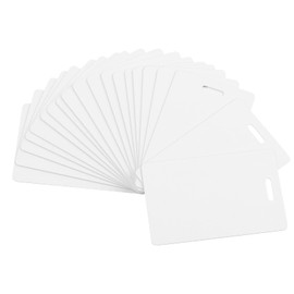 50 Pack Premium Blank PVC Cards with Slot Punch on Short Side - Vertical Slot Punch Blank ID Cards- CAETOUNG CR80 30 Mil Graphic Quality White Plastic Cards for Photo ID Badge Printers