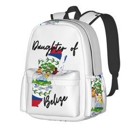 KOSUES Daughter of Belize Map Flag Laptop Backpacks Double Shoulder Laptop Pack Bag Casual Back Pack Lightweight Daypack Bags With Side Pockets For Daily Commutes Business Travel Hiking