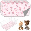 JarThenaAMCS 3 Pcs Guinea Pig Pee Pads Reusable Bunny Squirrel Guinea Pig Mat Pink Bow Washable Small Animal Liner for Rabbit Hamster Chinchilla Ferret Accessory, 24 x 47 in