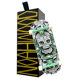 NOAHWOOD NW14.0 Fingerboard Complete (Short Nose Short Tail Deck 98x35.5mm 5-Layer Color Maple Pro concave Design Mini Skateboard Deck) +Pro 36mm Hex Mint Truck + Beige ii Wheel (White fingersoul)