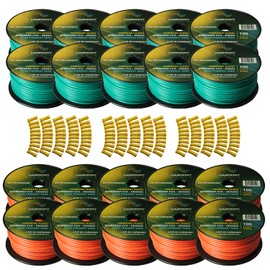 Harmony Audio Primary Single Conductor 12 Gauge Power or Ground Wire - 20 Rolls - 2000 Feet - Green & Orange for Car Audio/Trailer/Model Train/Remote