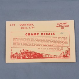 Champ Decals L-94 Gold Rush Font Black 1/4" Letters Numbers HO N O Scale