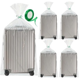 5 Pack Clear Giant Storage Bags, 36 x 48 inches Suitcase Storage Bags with 22m Green Ties, Giant Plastic Bags for Storage Suitcase Luggage Bedding Duvet Furniture (2.75 Mil Flat Bags)