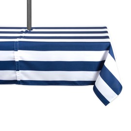 DII Cabana Stripe Outdoor Zippered Tabletop Collection, Stain/Wrinkle Resistant & Waterproof, 60 x 120, Nautical Blue