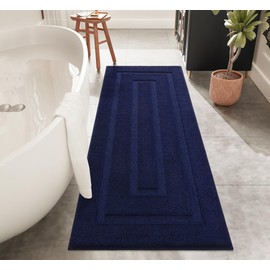 HOMORE Bathroom Runner Rug 24x60 Inch, Thick Soft and Absorbent Microfiber Bath Runner Rug, TPR Backing Non Slip Bath Mat, Washable Plush Bath Rug for Bathroom Floor Shower Tub Sink, Navy Blue