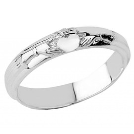 Solid 925 Sterling Silver Claddagh Ring Wedding Band (10.25)