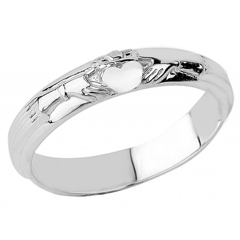 Solid 925 Sterling Silver Claddagh Ring Wedding Band (10.25)