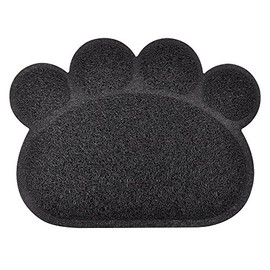 Paw-Shaped Large Cat Litter Box Mat,23.5x17.5 Inches (Charcoal)