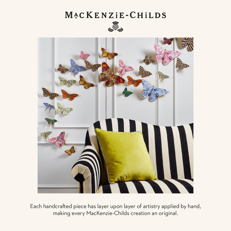 MACKENZIE-CHILDS Butterfly, Hanging Butterfly Wall Decor, Black-and-White Courtly Check