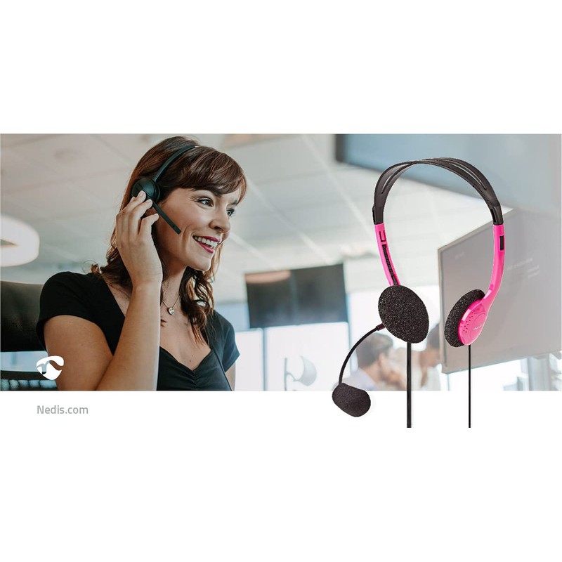 Nedis PC Headset Headband 2 3.5mm Jacks, Pink