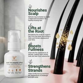 Hair Thickening Spray with Rosemary Biotin and Batana Oil - Non-Greasy Scalp Serum for Fuller and Denser Looking Hair - Infused with Caffeine Castor Oil and Niacinamide - 2 FL OZ (White)