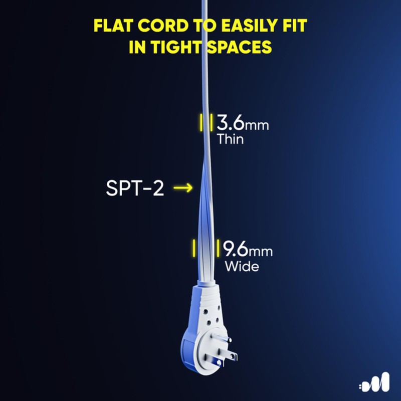 Maximm 360° Rotating Flat Plug Extension Cord 10 feet Under