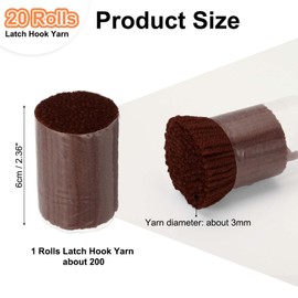 PATIKIL 20 Rolls Latch Hook Yarn, Latch Hook Kit Yarn Precut Hook Rugs Yarn Making Crochet Bundles for Latch Hook Rug Adults Beginners Tapestry DIY Craft, Dark Brown