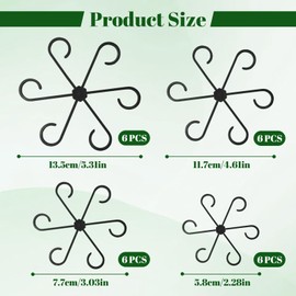 Pack of 24 Plant Support Shrub Holders, 4 Sizes Trellis Plant Supports, Reusable Plant Supports Ring, Flower Plant Support, Plant Support Gripper, Plant Clips for Support Plants