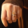 Sunflower Fidget Ring for Women, Open Adjustable Anxiety Ring, Daisy,
