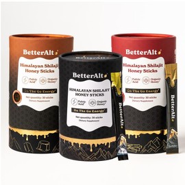 BetterAlt Shilajit Honey Sticks Variety Pack | Caramel, Cinnamon & Classic |  Lab-tested for Purity | Helps Support Energy & Stamina | 2-Month Pack:_Cinnamon & Caramel