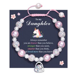 PINKDODO Daughter Gifts from Mom Unicorn Bracelet for Girls Jewelry Unicorn Valentines Christmas Birthday Gifts for Girls Daughter