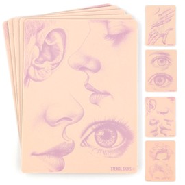 Pre-Printed Tattoo Practice Skins with Stencils | 3mm Fake Skins for Tattooing (5 Pack) | Portrait Set