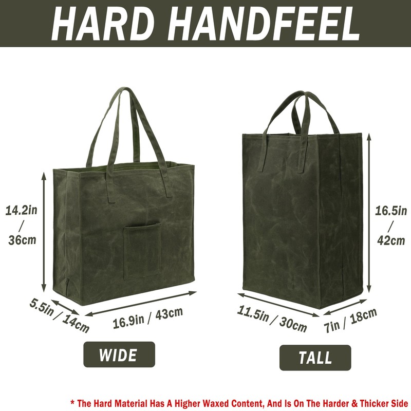 Kaaltisy Waxed Canvas Shopping Bag, Waxed Shopping Bag, Reusable Waxed