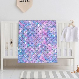 Mermaid Scales Baby Blanket for Girls Soft Plush Throw Blanket for Baby Girl, Toddler Newborn Nursery Bed Blanket Stroller Crib Shower Gift 30x40 Inches