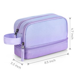 Choco Mocha Purple Pencil Case for Girls, Large Soft Zipper Pencil Pouch for Teen Girls, Pencil Bag for Kids Girl with 3 Compartments, Gradient Purple