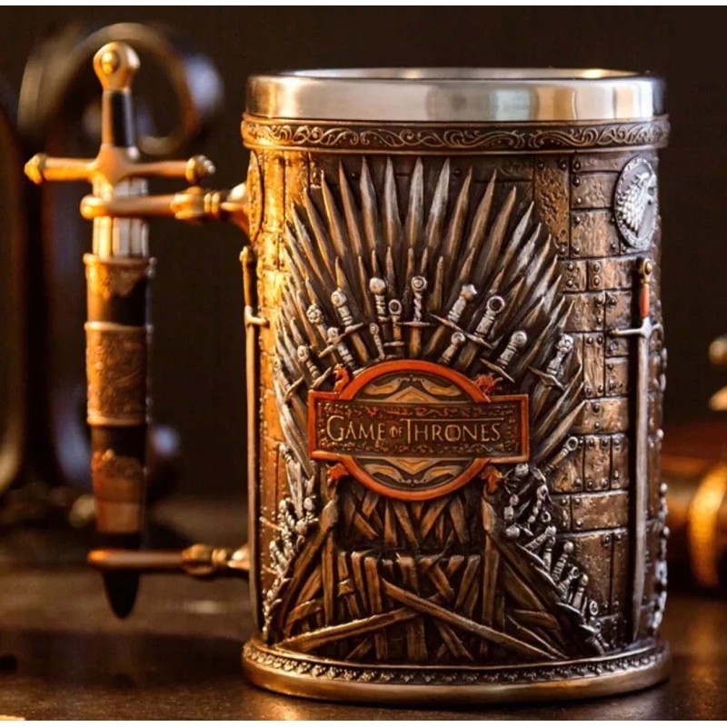 IDECOR Taza Tarro 3d Retro Vikingo Gotico Resina Y Acero