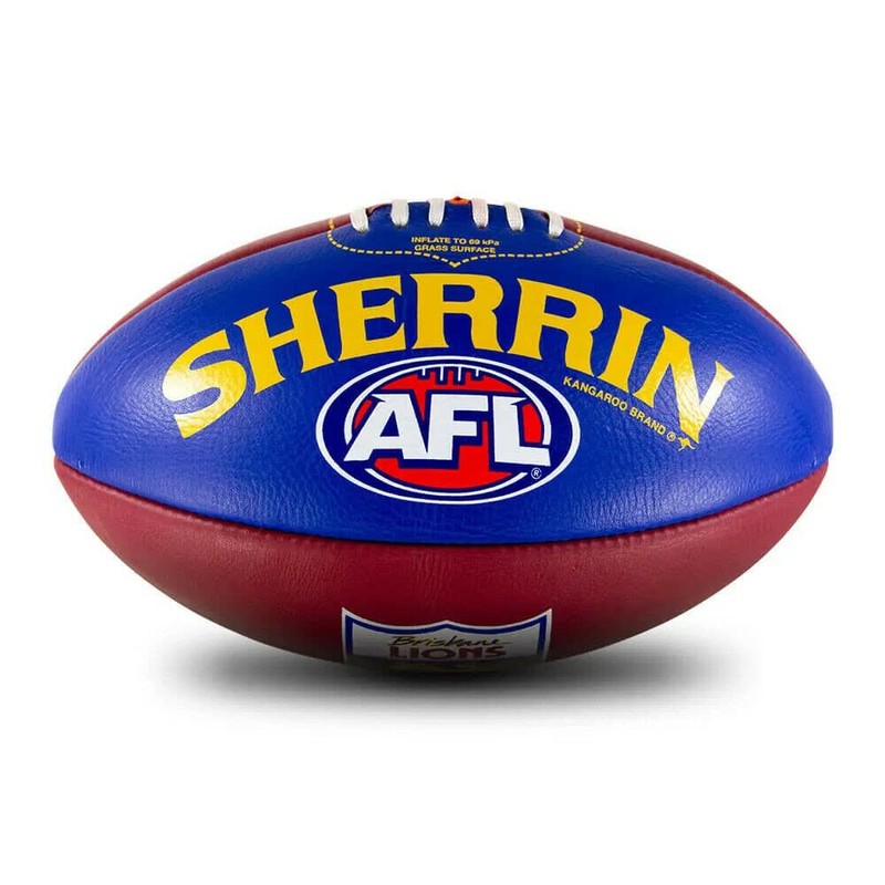 Sherrin Brisbane Lions AFL Club Leather Football, Size 5