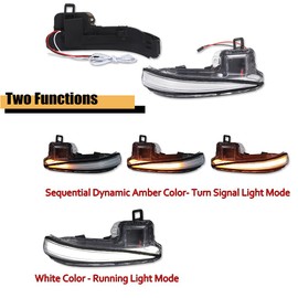 GTINTHEBOX Side Mirror Blinker Sequential Turn Signal Lights for 2016-2023 Toyota Tacoma,2019-2024 RAV4 XA50,2020-2024 Highlander XU70 Clear Lens Switchback White & Amber LED Lamp