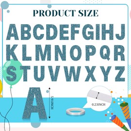 TaoBary 78 Pcs Make Your Own Banner Kits Large Size 6 Inch DIY Glitter Letter Pack Reuse Letters Banner Kit with White Ribbon for Birthday Wedding Shower Party Favor Wall Decor(Glitter Blue)