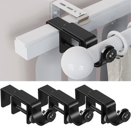 Over Blinds Curtain Rod Brackets for 1–2" Headrail Depth, Black 3PK