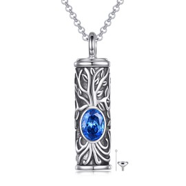 VONALA Tree of life Ashes Necklace for Women 925 Sterling silver Urn Necklace Cremation Necklace for Ashes keepsake
