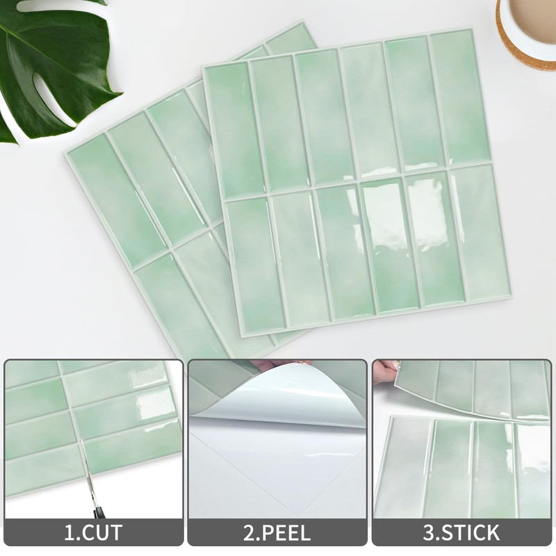 10 Sheet Peel and Stick Subway Kitchen Backsplash Tiles,3D Rectangle