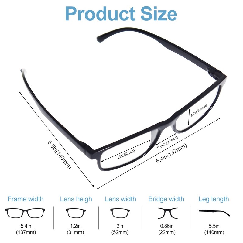 CVVTSPE 3-Pack Ultra Lightweight Classic Men's Reading Glasses with Blue
