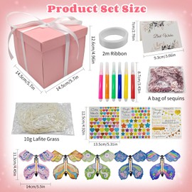 Butterfly Explosion Gift Box, Pop Out Unique Exploding Surprise Box, DIY Flying Butterfly Surprise Gift Box for Mother's Day, Birthdays, Wedding, Baby Shower Party, Anniversaries (pink)