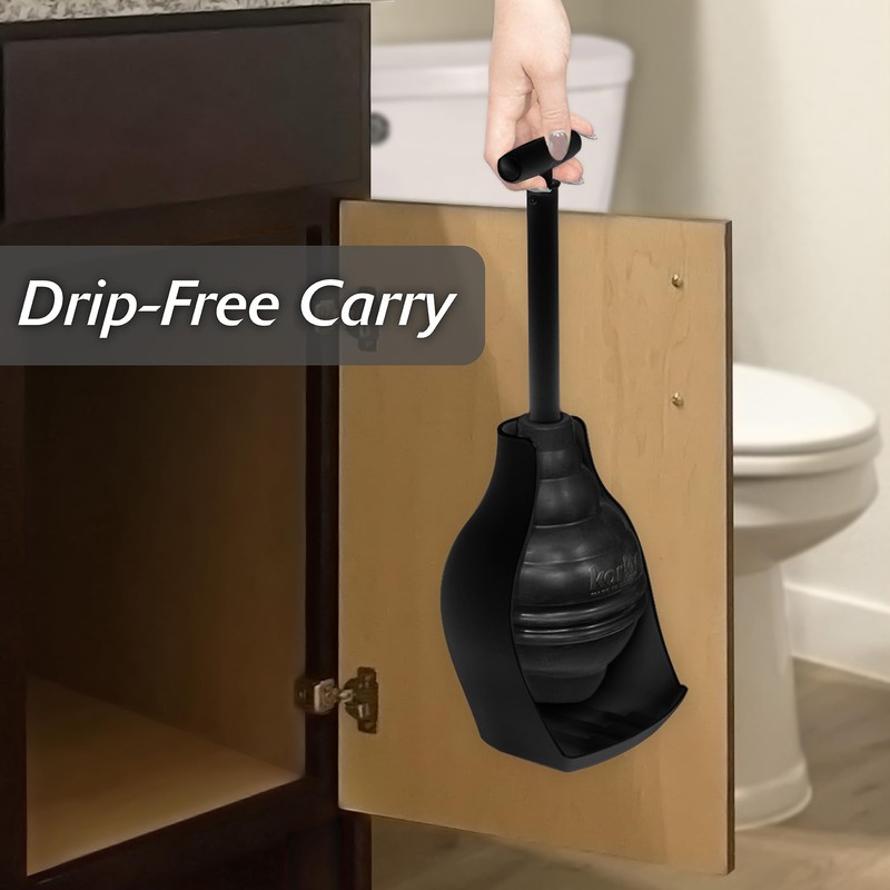 Korky BeehiveMAX Hideaway - Heavy Duty Toilet Plunger with Holder