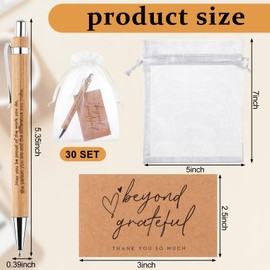 90 Pcs Employee Appreciation Gifts Inspirational Bamboo Ballpoint Pens Thank You Motivational Quotes Pens with Organza Bags and Thank You Cards Encouraging Pen Thank You Gifts for Teacher Colleagues
