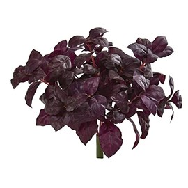 Nearly Natural Mini 11in. Basil Artificial (Set of 6) Silk Plants, Burgundy