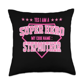 Yes I'm A Superhero Codename Stepmother Grandma Mother's Day Throw Pillow, 18x18, Multicolor