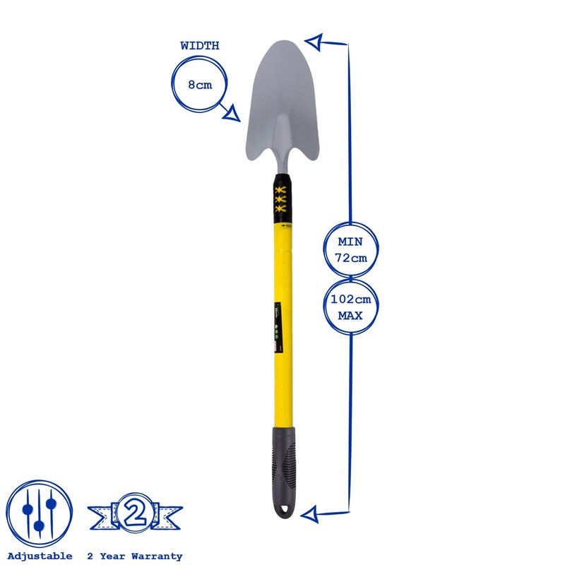 1x Yellow Telescopic Stainless Steel Hand Trowel - Small Mini
