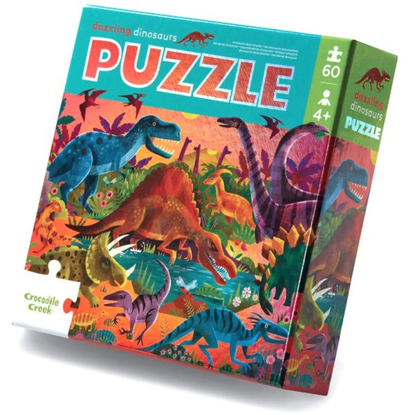 Crocodile Creek Jigsaw | 60pc Foil Puzzle | Dazzling Dinos