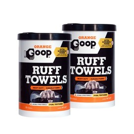 GOOP Orange Heavy Duty Ruff Towels with Scrubbing Power, 10” x 12” Dual Textured Multi-Purpose Cleaning Wipes, Removes Dirt, Grease, Oil, 72 Count (Pack of 2)
