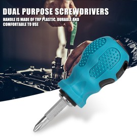 Joyzan Mini Screwdriver Short, Mini Short Screwdriver Tool Stainless Steel Screwdriver Phillips Head Slotted Screw Head Bit Multi-Bit Short Screwdriver with Phillips Bit in Handle