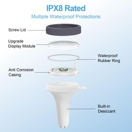 Pavlleen Wireless Pool Thermometer, Waterproof Swimming Pool Thermometer, Digital Indoor Temperature Receiver, Wireless Floating Pool Thermometer, Ideal for Pool, Spa, Hot Tub and Aquarium