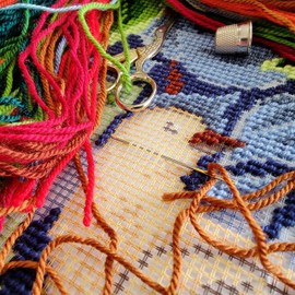 Bird by William Morris. Embroidery Kit. Throw Pillow 16Ã16 Inches. Printed Tapestry Canvas, European Quality