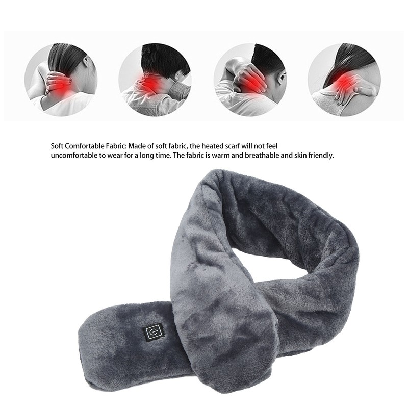 Heated Scarf USB Electric Heating Scarf Washable Temperature Adjustment for