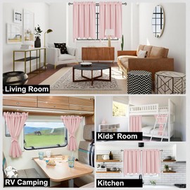 DWCN Pink Curtains for Girls Room, Short Blackout Curtains for Small Window, Small Curtains 24 Inches Long - 42 by 24 Inch, Blush Pink, 1 Pair