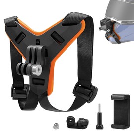 Bellanova Motorcycle Helmet Chin Mount with Extension J Hook Holder, Helmet Mount for GoPro Hero 13/12/11/10/9/8/7, for DJI Osmo Action, for SJCAM Action Camera Accessories (Orange)