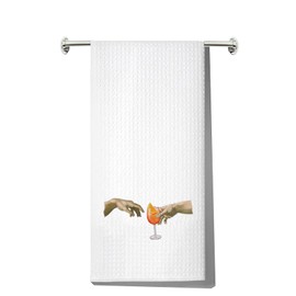 MYSOMY Aperol Spritz Kitchen Towel Aperol Spritz Themed Gift Aperol Spritz Dish Towel Italian Aperol Spritz Hand Towel (two hand uk1)